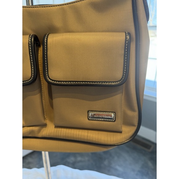 Rosetti Tan Beige Woven Shoulder Bag with Zipper Accent Tote Zip Closure - Picture 4 of 7